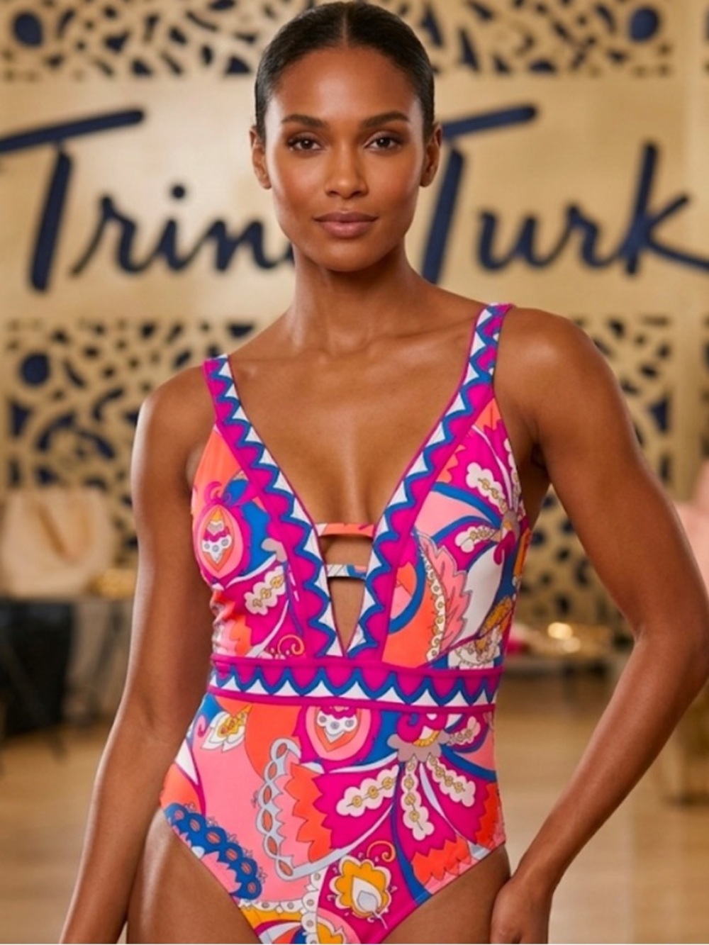 Authentic Trina Turk designer one piece swimsuit sz 10